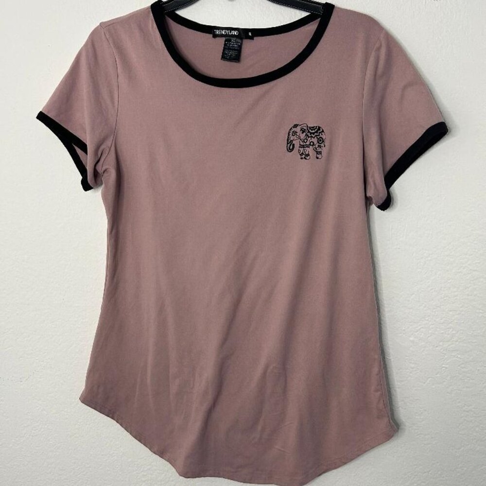 Mauve Short Sleeve Tee with Elephant Detail